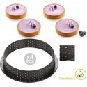 4 Stampi ad anello micro-forato per crostate o torte tonde tarte ring da 10 cm di Silikomart