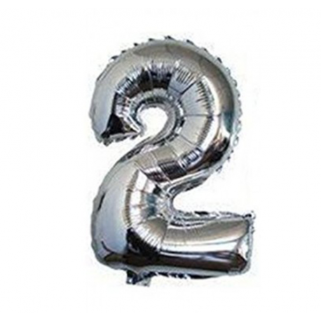 Palloncino numero due argento 40cm Palloncino numero due argento 40cm