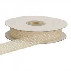 Nastro per bomboniere in Organza a Pois color Avorio/Crema da 10 mm x 50 m