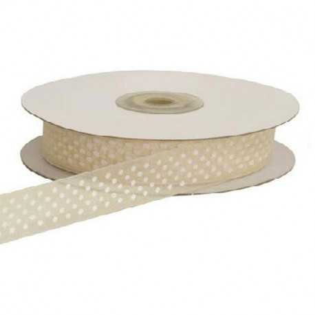 Nastro per bomboniere in Organza a Pois color Avorio/Crema da 10 mm x 50 m Nastro per bomboniere in Organza a Pois color Avorio/Crema da 10 mm x 50 m