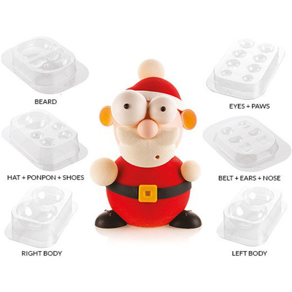 Babbo Natale 3d Da Costruire.Stampo Cioccolato Kit Babbo Natale O Santa Claus 3d Da Silikomart