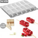 Set 2 Stampi gelato Cristalli Geometrici o Shock da Silikomart + 1 Vassoio + 50 bastoncini Stecco in legno di faggio