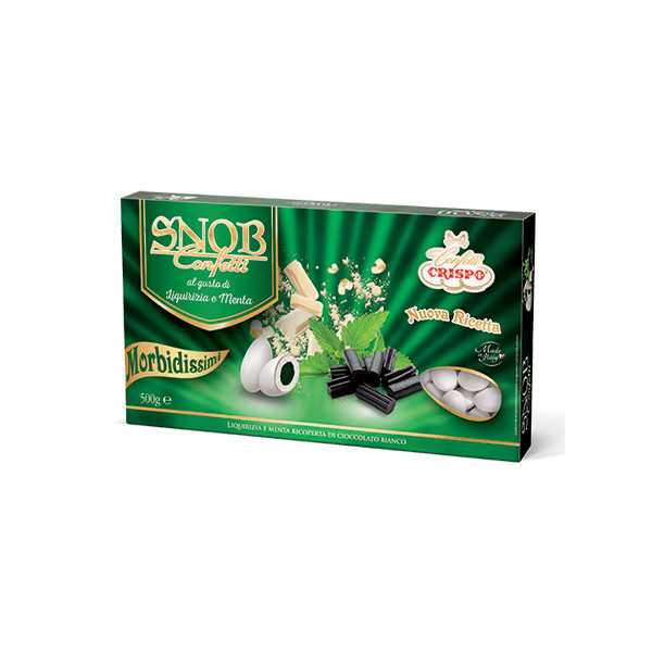 confetti snob ciocomandorla bianchi al gusto Liquirizia e Menta da 500 g Crispo