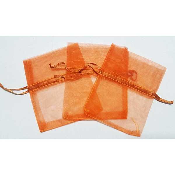 Vendita 10 Sacchetti Arancioni in organza per confetti cm 15x11