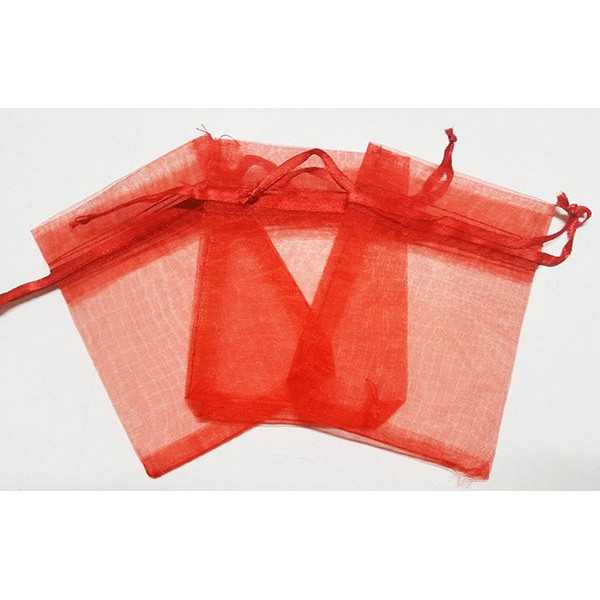 10 Sacchetti in organza per confetti Rosso