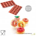 Stampo per 15 ciambelle mini o 15 donuts mini dal diametro di 4,5 cm in silicone da Silikomart