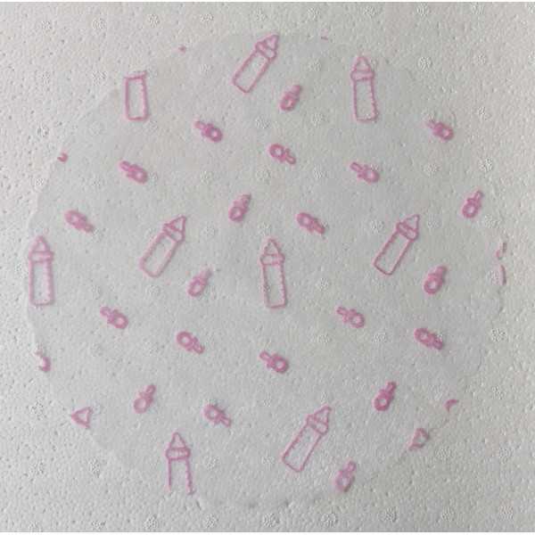 50 Veli in organza con rilevo a forma di biberon Rosa con effetto floccato