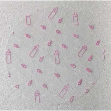 50 Veli in organza con rilevo a forma di biberon Rosa con effetto floccato