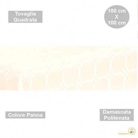 Tovaglia monouso di forma quadrata di lato 100 cm in carta damascata politenata a fondo pieno colore panna
