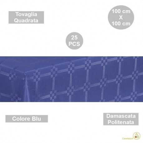 25 Tovaglie monouso di forma quadrata di lato 100 cm in carta damascata politenata a fondo pieno colore blu 25 Tovaglie monouso di forma quadrata di lato 100 cm in carta damascata politenata a fondo pieno colore blu