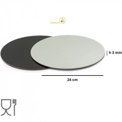 ø24 a ø32 cm Disco sottotorta accoppiato nero e argento h0,3 cm Decora