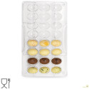 Ovetti 10 g Decora: stampo in policarbonato professionale per cioccolato con 24 impronte di 17xh24 mm