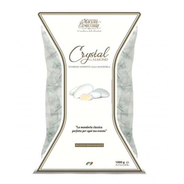 Busta Confetti Maxtris Crystal Almond Incartati Bianco 1kg