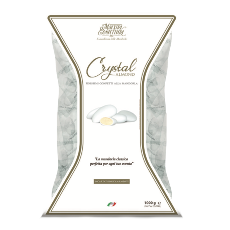 Busta Confetti Maxtris Crystal Almond Incartati Bianco 1kg