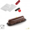 Kit Éclair 120 stampo in silicone per dessert lungo 13 cm con cutter e piattini da Silikomart Kit Éclair 120 stampo in silicone per dessert lungo 13 cm con cutter e piattini da Silikomart