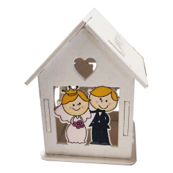 Scatolina portaconfetti in legno "Casetta" Matrimonio Pupazzi Bianco