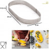 Stampo ad anello ovale microforato per crostate da 20 cm x 9 cm x h 3,5 cm in acciaio inox Stampo ad anello ovale microforato per crostate da 20 cm x 9 cm x h 3,5 cm in acciaio inox
