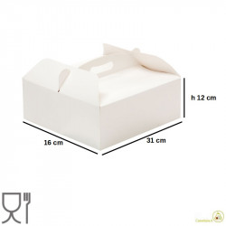 Da 16 a 21 cm scatola torta rettangolare con manico alta 12 cm in cartoncino bianco da Decora
