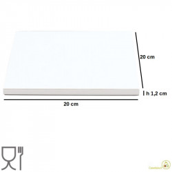 Vassoio sottotorta quadrato bianco 20 x 20 cm in cartoncino rigido per alimenti