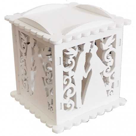 Scatolina portaconfetti in legno con merletti Matrimonio Bianco Scatolina portaconfetti in legno con merletti Matrimonio Bianco