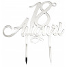 Cake Topper 18° Compleanno in Plexiglas ad effetto specchio colore argento lungo 20 cm Cake Topper 18° Compleanno in Plexiglas ad effetto specchio colore argento lungo 20 cm