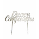 Cake Topper Compleanno Argento in Plexiglas