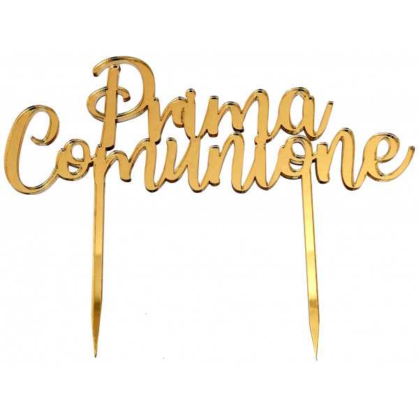 Cake Topper Comunione Oro in Plexiglas