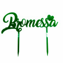 Cake Topper Promessa in Plexiglas ad effetto specchio colore verde lungo 20 cm