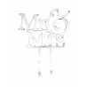 Cake Topper Mr & Mrs matrimonio in Plexiglas ad effetto specchio colore argento lunga 15 cm