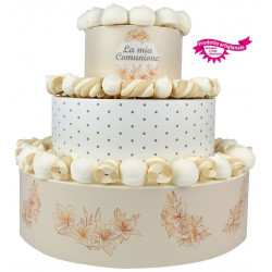 Torta Marshmallow 1° Comunione Fiori e Pois