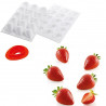 Stampo in silicone Fragola da 30 ml in silicone Bianco con tagliapasta da Silikomart Stampo in silicone Fragola da 30 ml in silicone Bianco con tagliapasta da Silikomart