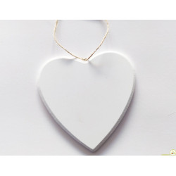 Decorazione Cuore Bianco in legno cm 15