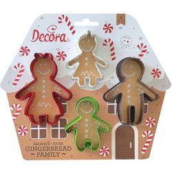 4 Taglia-biscotti La famiglia di gingerbread in plastica da Decora