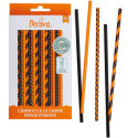 80 cannucce arancio e nero biodegradabili 21 cm