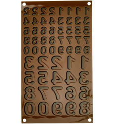 Stampo Choco 123 SF174: stampo per cioccolatini a forma di numeri in silicone marrone di Silikomart