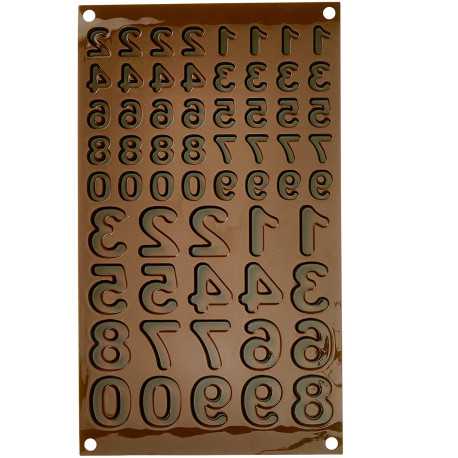 Stampo Choco 123 SF174: stampo per cioccolatini a forma di numeri in silicone marrone di Silikomart
