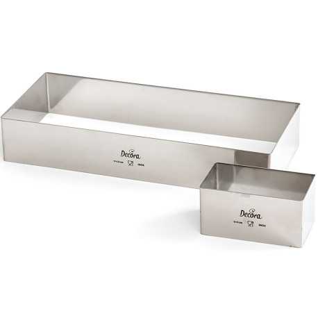Da 26 a 40 cm sagoma inox rettangolare da Decora cornice in acciaio inox h 4,5 cm per torte Da 26 a 40 cm sagoma inox rettangolare da Decora cornice in acciaio inox h 4,5 cm per torte