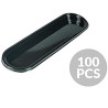 Set di 100 vassoi monoporzioni Caroline in plastica rigida nera 102 x 42 mm da Silikomart Set di 100 vassoi monoporzioni Caroline in plastica rigida nera 102 x 42 mm da Silikomart