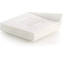 Set 100 vassoi quadrati in plastica bianca di lato 83x83xh19 mm, riutilizzabili per monoporzioni da Silikomart