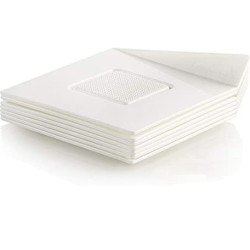100 Vassoi monoporzioni quadrati in plastica bianca di lato 83 mm, riutilizzabili da Silikomart