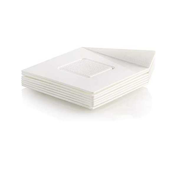 100 Vassoi monoporzioni quadrati in plastica bianca di lato 83 mm, riutilizzabili da Silikomart