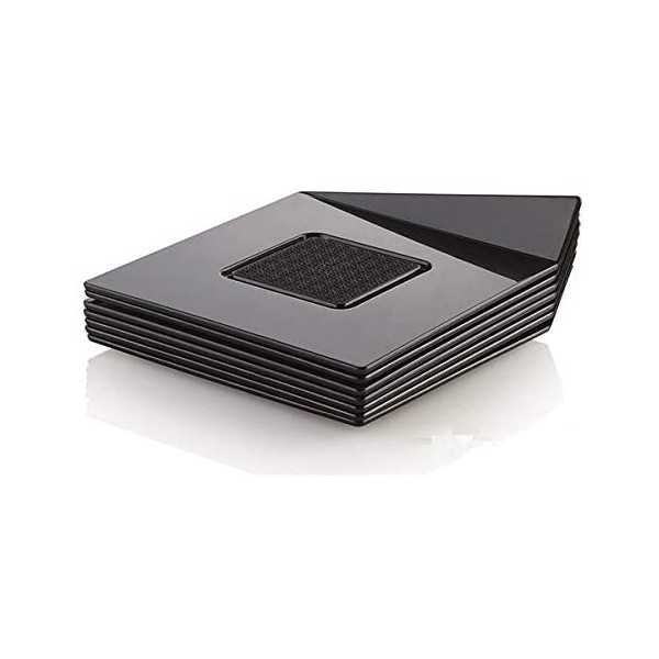 100 Vassoi monoporzioni quadrati in plastica nera di lato 83 mm, riutilizzabili da Silikomart