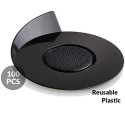 Set 100 vassoi monoporzioni rotondi in plastica neri da 86 mm, riutilizzabili da Silikomart
