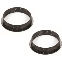 Kit Tarte Ring Round 15 cm di Silikomart: 2 Stampi ad anello micro-forato per crostate o torte tonde