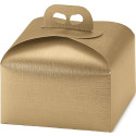 Scatola Porta panettone Basso in cartoncino color Oro Seta da 245 x 245 mm h 130 mm