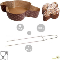 Kit Spillone in acciaio da 52 cm con 10 stampi Colomba in carta cellulosa calandrata monouso da 300 g