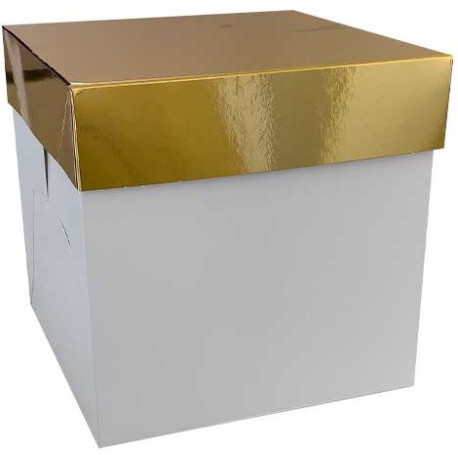 Box per panettone alto Decora in cartone Kraft bianco con coperchio dorato 20x20xh20 cm