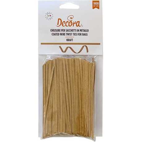 1000 Laccetti metallo e carta Kraft oro per chiusura sacchetti lunghi 12 cm da Decora