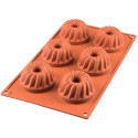 Stampo Gugelhopf in silicone per 6 piccole ciambelle di diametro 7 cm da Silikomart