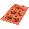 Stampo Gugelhopf in silicone per 6 piccole ciambelle di diametro 7 cm da Silikomart